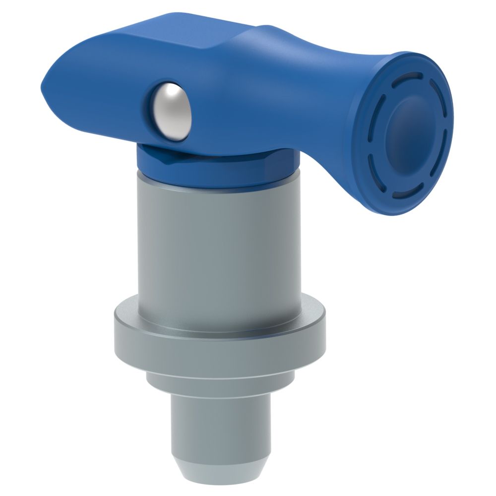 Southco Spring Loaded Plunger, Flare-in, thick panel, Small Size, With hold-open feature, Blue