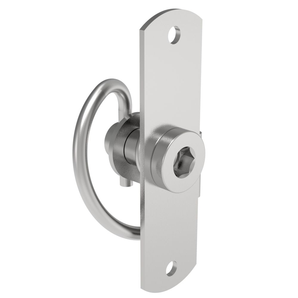Southco Compression Latch, Self-Adjusting, Large Size, Tool Locking, Hex Recess, Rivet/Screw (Thru Hole) Installation, Smooth Spring, Steel, Zinc Plated, Bright