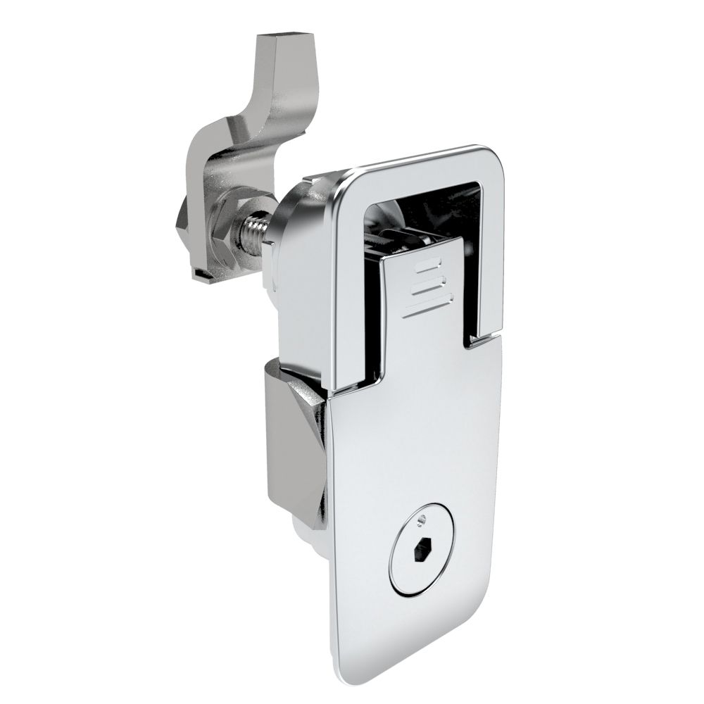 Southco Compression Latch, Lift & Turn, Medium Size, Flush Style, Tool Locking, 4 mm Hex Recess, Zinc Alloy, Chrome Plated, Polished