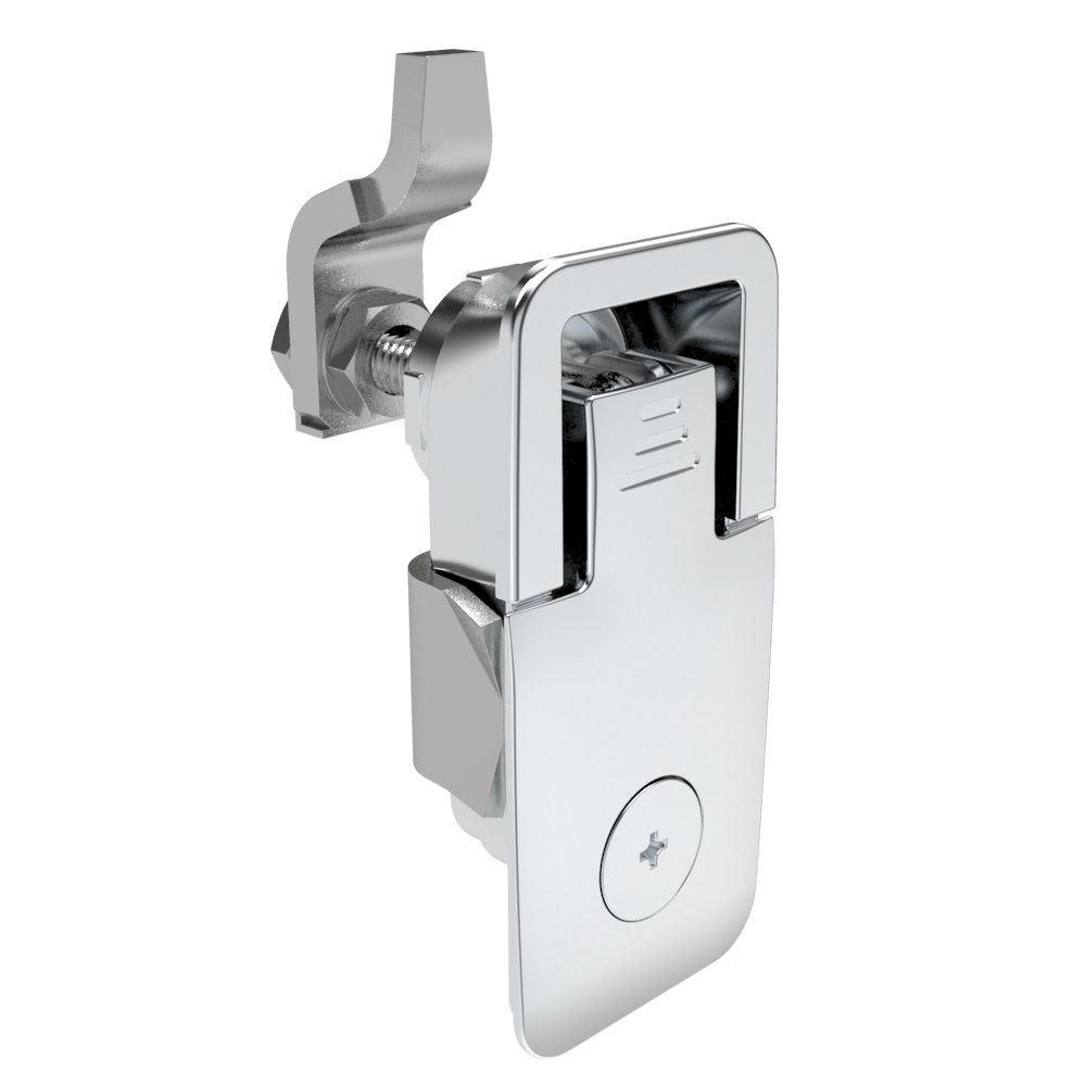 Southco Compression Latch, Lift & Turn, Medium Size, Flush Style, Tool Locking, Phillips Recess, Zinc Alloy, Chrome Plated, Polished