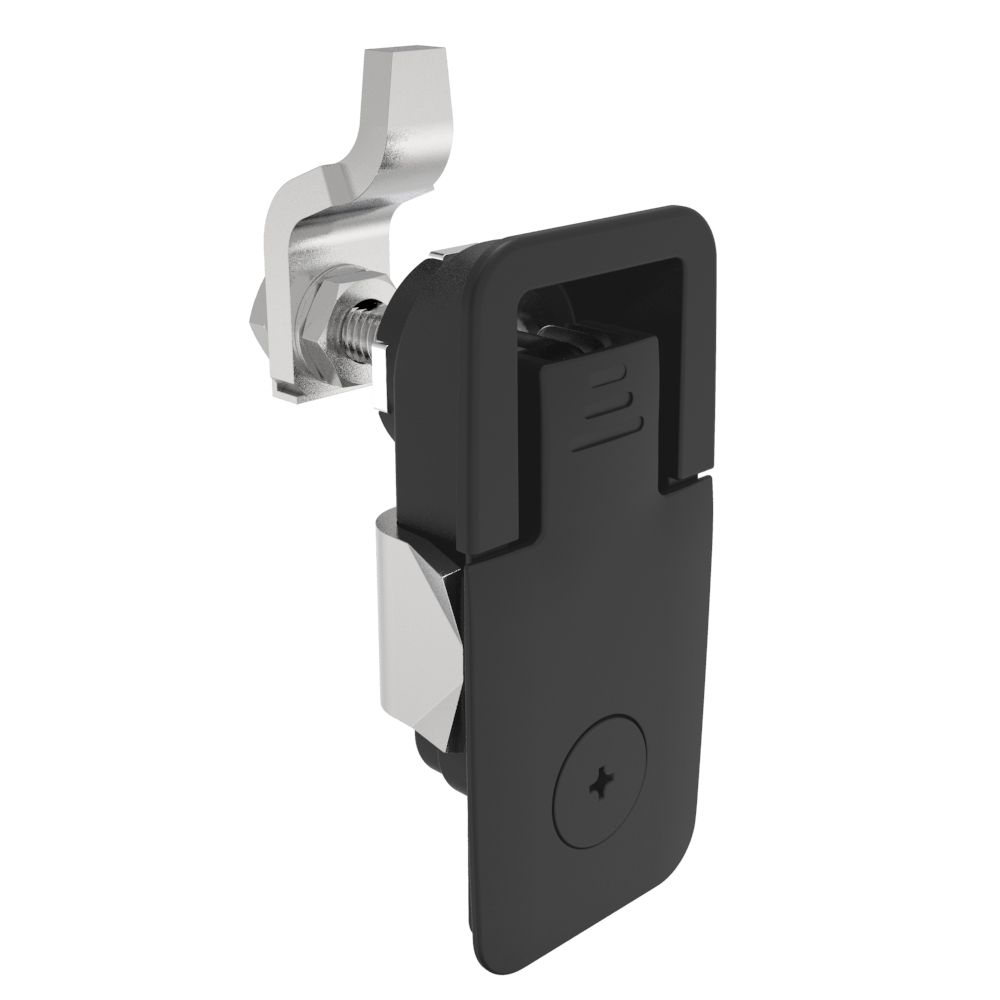 Southco Compression Latch, Lift & Turn, Medium Size, Flush Style, Tool Locking, Phillips Recess, Zinc Alloy, Powder Coat, Black