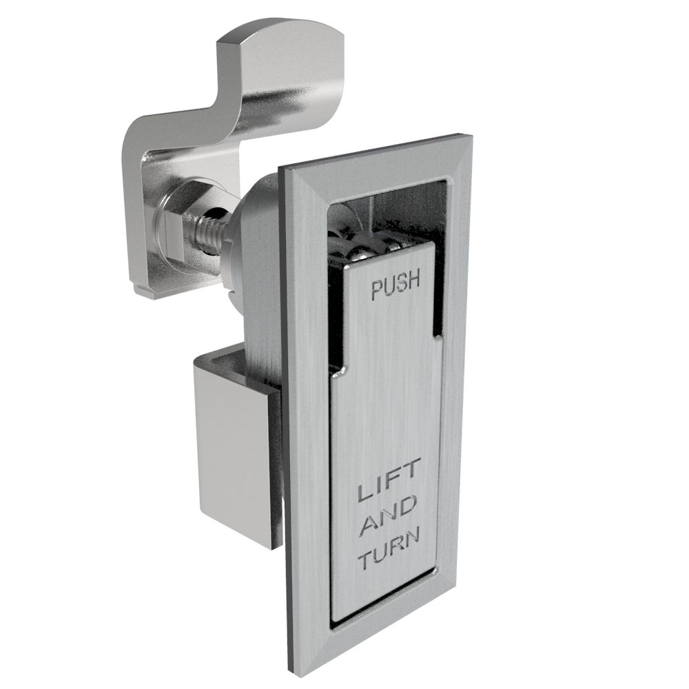 Southco Compression Latch, Lift & Turn, Small Size, Flush Style, No Restriction, Non-Locking, Zinc Alloy, Chrome Plated, Brushed