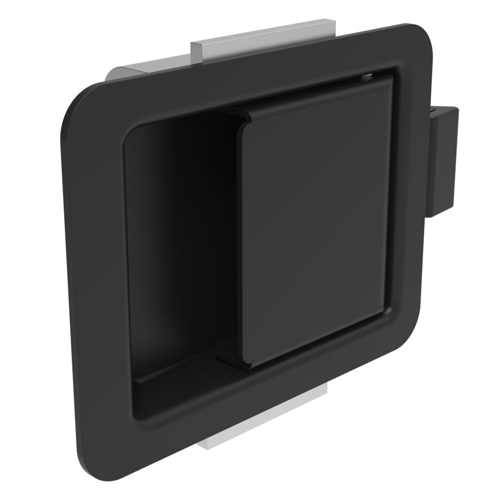 Southco Push-to-Close Latch, Small Size, 6 - 6.7mm (.23 - .27 in) Grip, Stainless Steel, Black Finish