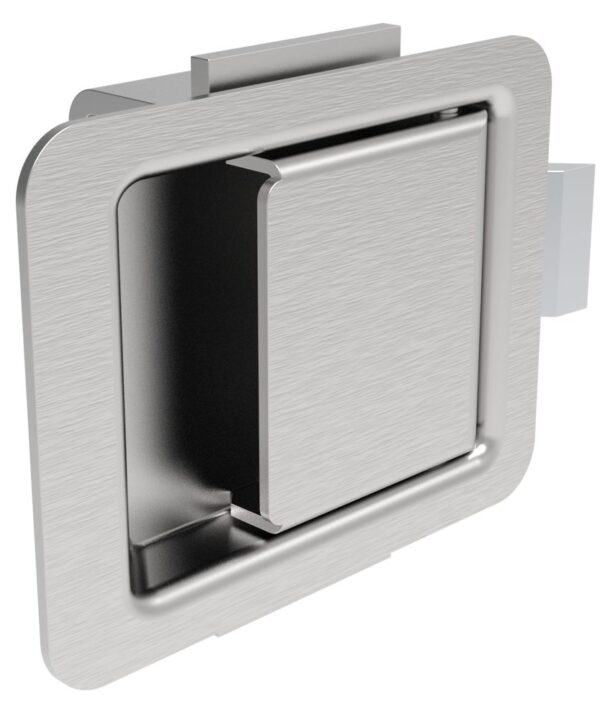 Southco Push-to-Close Latch, Small Size, 1.2 - 2mm (.05 - .08 in) Grip, Stainless Steel, Brushed Finish