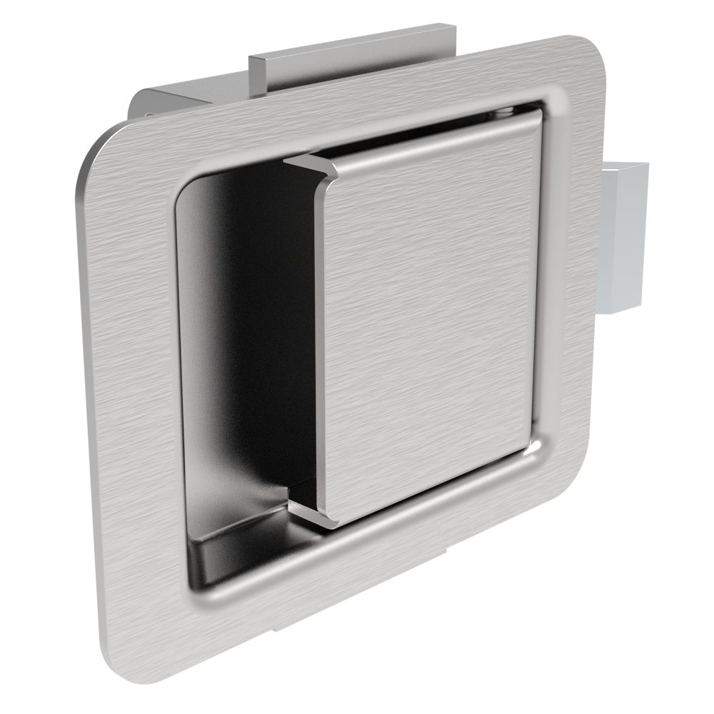 Southco Push-to-Close Latch, Small Size, 2.8 - 3.6mm (.11 - .14 in) Grip, Stainless Steel, Brushed Finish