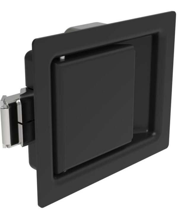 Southco Push-to-Close Latch, Medium Size, Non-Locking, 7.9mm (.31 in) Grip, Steel, Powder Coated, Black