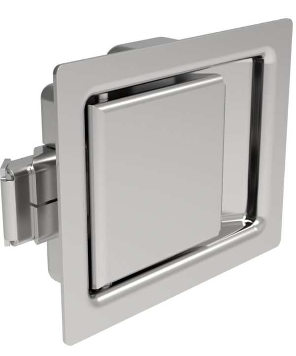 Southco Push-to-Close Latch, Medium Size, Non-Locking, 7.9mm (.31 in) Grip, Steel, Zinc Plated, Bright Chromate