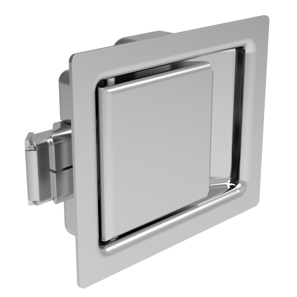 Southco Push-to-Close Latch, Medium Size, Non-Locking, 7.9mm (.31 in) Grip, Steel, Zinc Plated, Bright Chromate