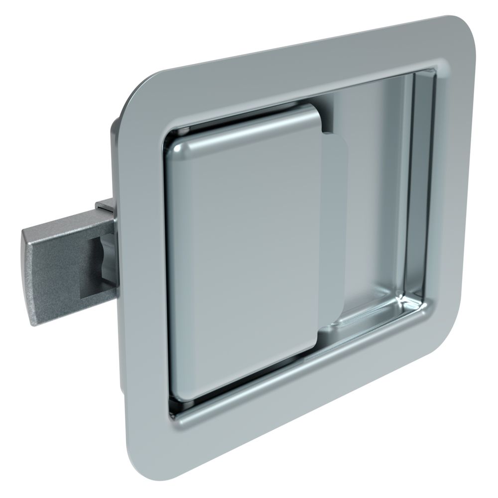 Southco Push-to-Close Latch, Large Size, Non-Locking, Weld Mount, 23.4mm (.92 in) Grip, Steel, Zinc Plated, Bright Chromate