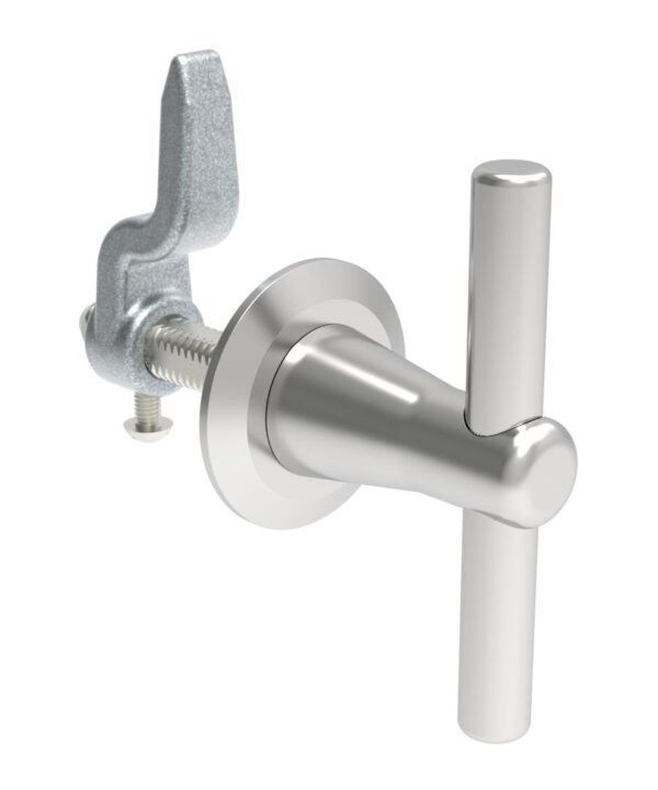 Southco Cam Latch, Medium Size, Single Point, Zinc Alloy, Zinc Plated, Bright Chromate