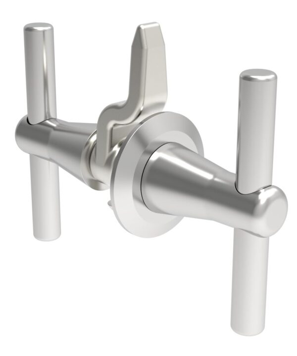 Southco Cam Latch, Medium Size, Inside Release, Zinc Alloy, Zinc Plated, Bright Chromate