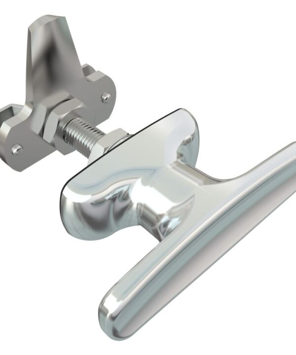 Southco Cam Latch T-Handle, Turn Clockwise to Latch / Lock, Short Cam, Zinc Alloy, Chrome Plated, Polished