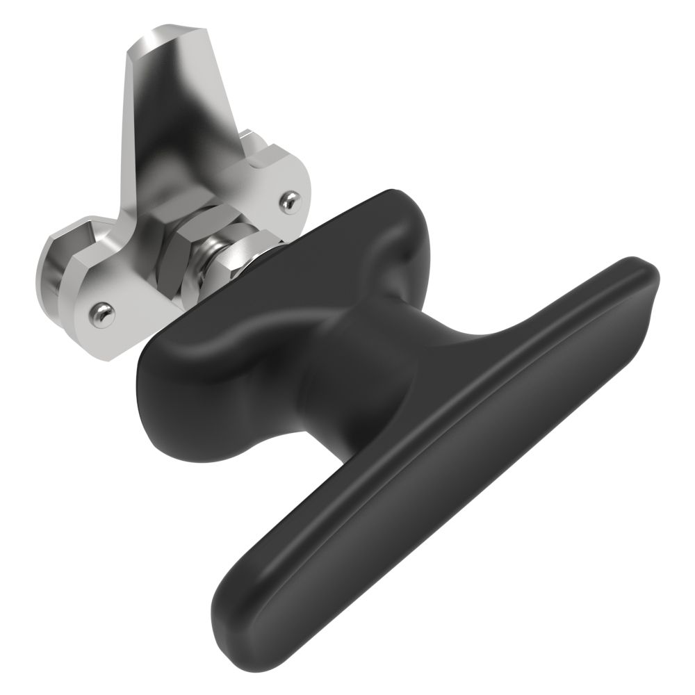 Southco Cam Latch T-Handle, Turn Clockwise to Latch / Lock, Short Cam, Zinc Alloy, Powder Coat, Black