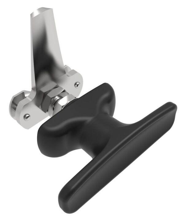 Southco Cam Latch T-Handle, Turn Clockwise to Latch / Lock, Long Cam, Zinc Alloy, Powder Coat, Black