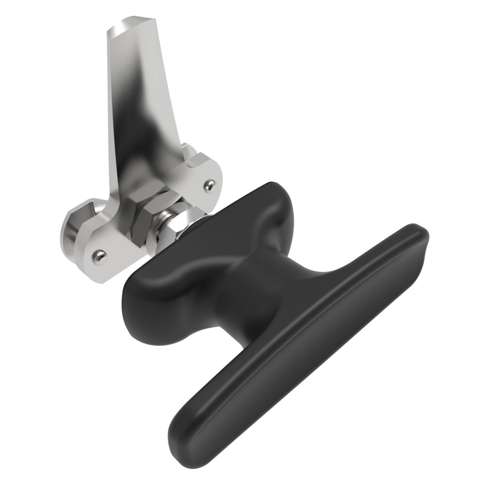 Southco Cam Latch T-Handle, Turn Clockwise to Latch / Lock, Long Cam, Zinc Alloy, Powder Coat, Black