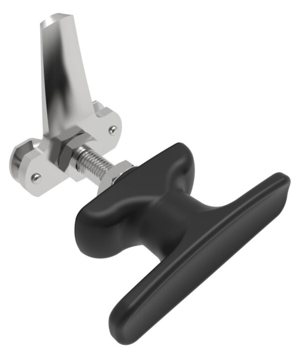 Southco Cam Latch T-Handle, Turn Clockwise to Latch / Lock, Long Cam, Zinc Alloy, Powder Coat, Black