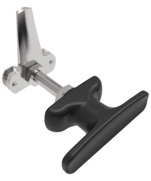 Southco Cam Latch T-Handle, Turn Clockwise to Latch / Lock, Long Cam, Zinc Alloy, Powder Coat, Black