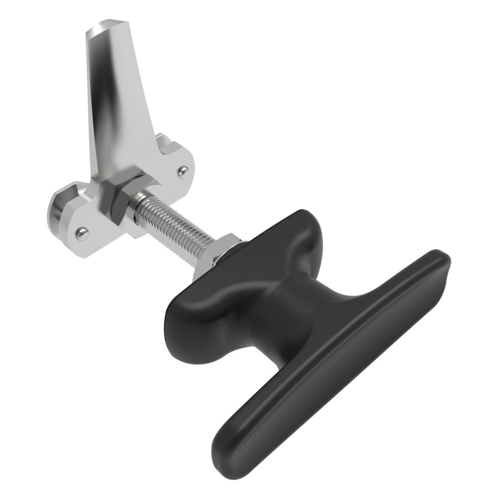 Southco Cam Latch T-Handle, Turn Clockwise to Latch / Lock, Long Cam, Zinc Alloy, Powder Coat, Black