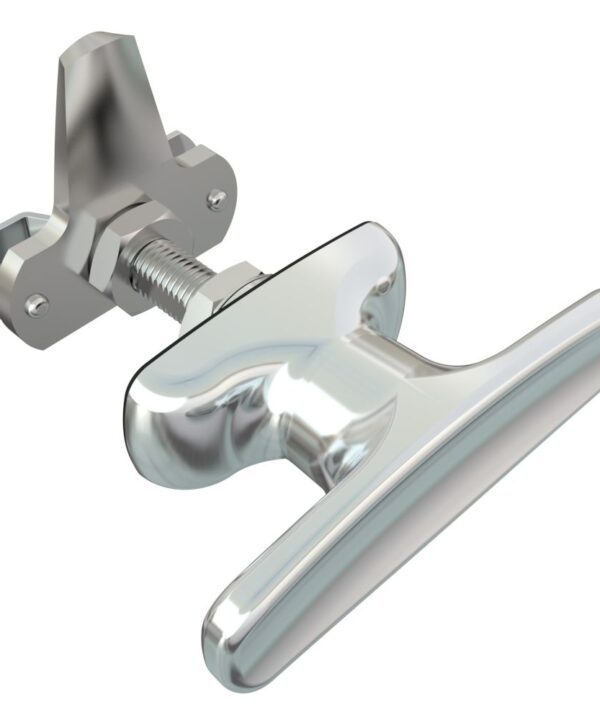 Southco Cam Latch T-Handle, Turn Counterclockwise to Latch / Lock, Short Cam, Zinc Alloy, Chrome Plated, Polished