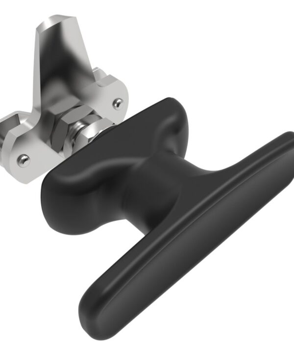 Southco Cam Latch T-Handle, Turn Counterclockwise to Latch / Lock, Short Cam, Zinc Alloy, Powder Coat, Black