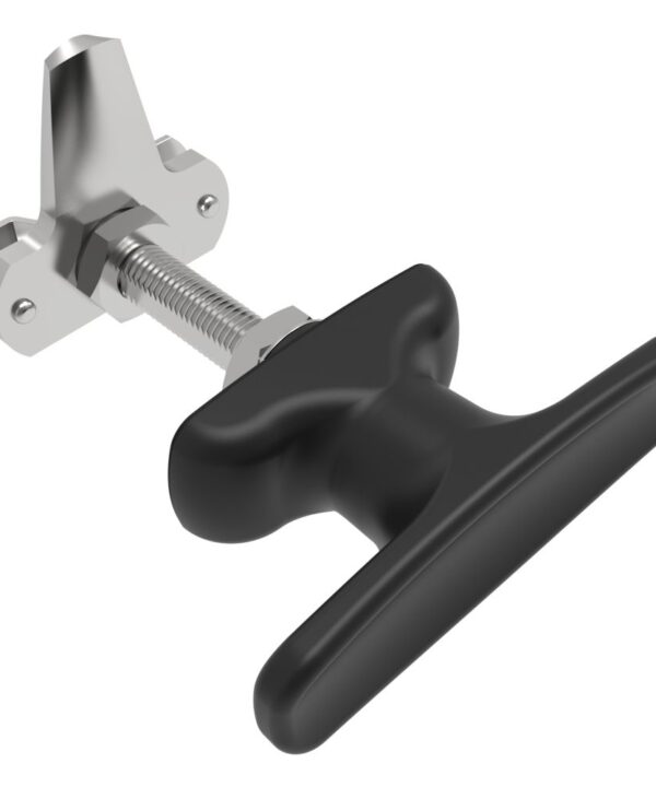 Southco Cam Latch T-Handle, Turn Counterclockwise to Latch / Lock, Short Cam, Zinc Alloy, Powder Coat, Black