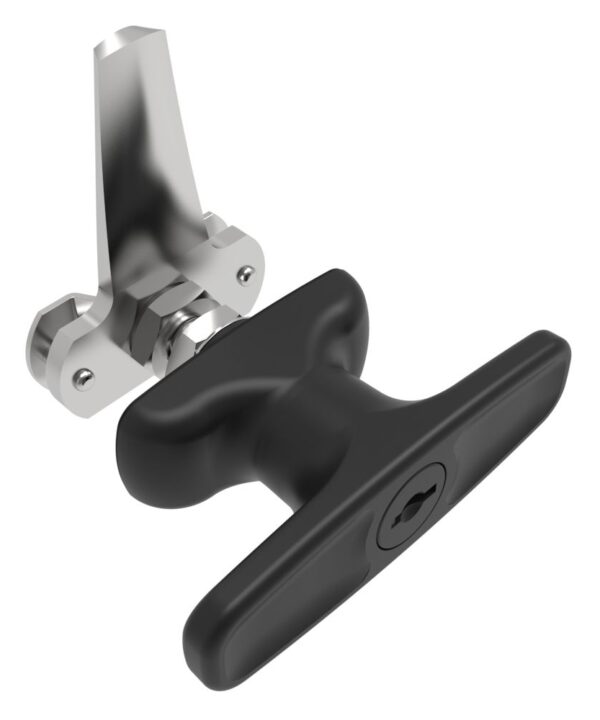 Southco Cam Latch T-Handle, Turn Clockwise to Latch / Lock, Long Cam, Zinc Alloy, Powder Coat, Black