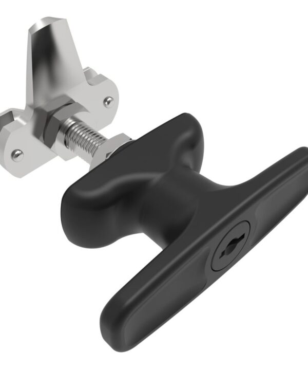 Southco Cam Latch T-Handle, Turn Clockwise to Latch / Lock, Short Cam, Zinc Alloy, Powder Coat, Black