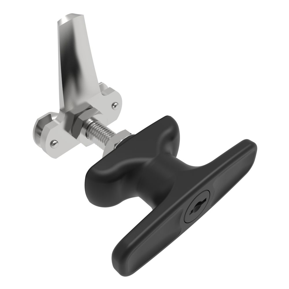 Southco Cam Latch T-Handle, Turn Clockwise to Latch / Lock, Long Cam, Zinc Alloy, Powder Coat, Black