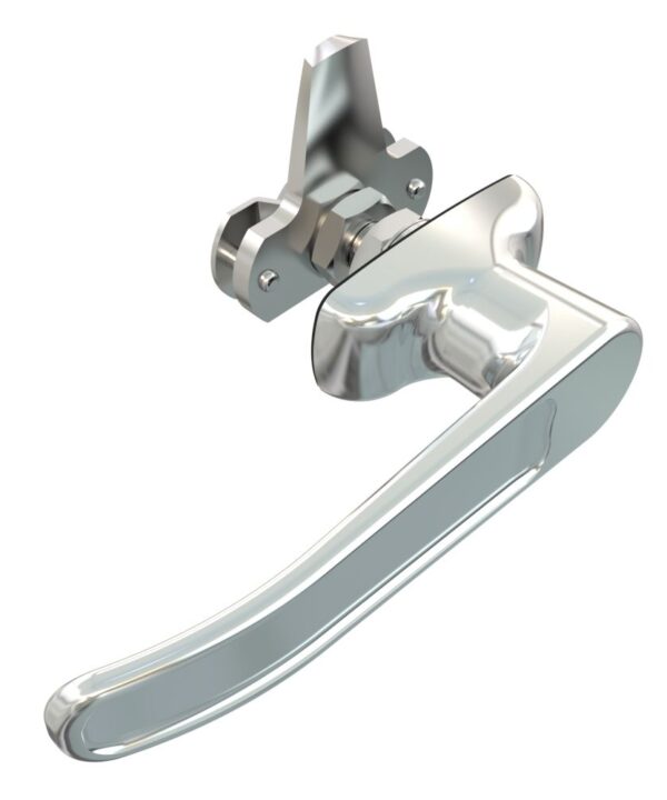 Southco Cam Latch L-Handle, Turn Clockwise to Latch / Lock, Short Cam, Zinc Alloy, Chrome Plated, Polished