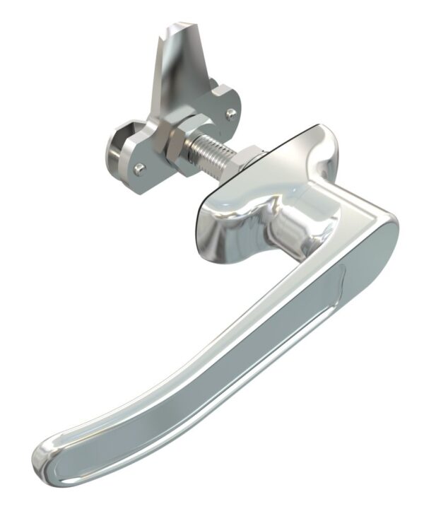 Southco Cam Latch L-Handle, Turn Clockwise to Latch / Lock, Short Cam, Zinc Alloy, Chrome Plated, Polished