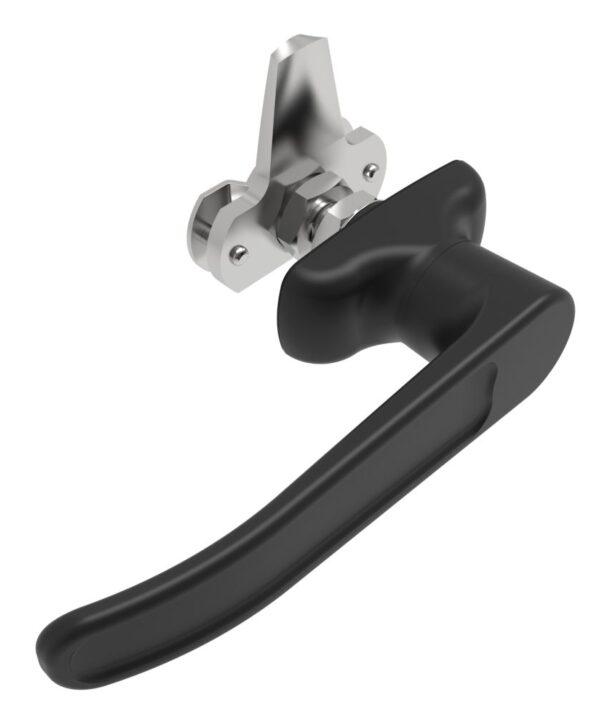 Southco Cam Latch L-Handle, Turn Clockwise to Latch / Lock, Short Cam, Zinc Alloy, Powder Coat, Black
