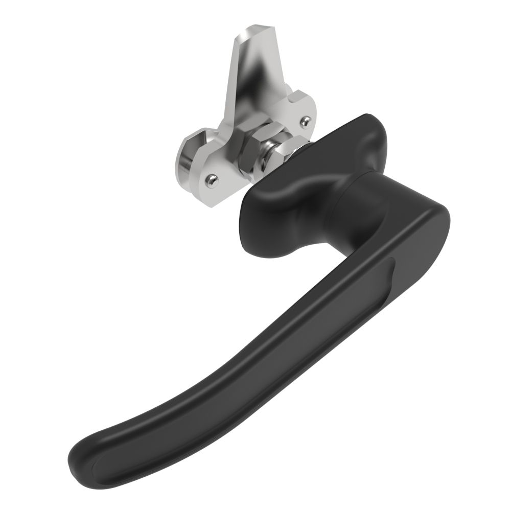 Southco Cam Latch L-Handle, Turn Clockwise to Latch / Lock, Short Cam, Zinc Alloy, Powder Coat, Black