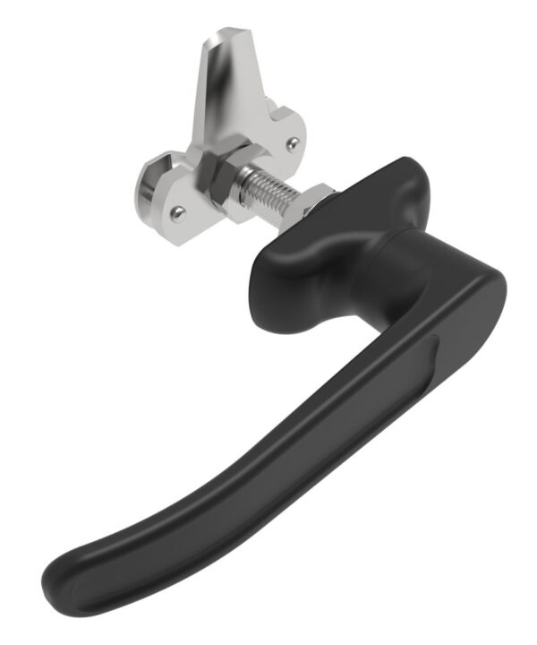 Southco Cam Latch L-Handle, Turn Clockwise to Latch / Lock, Short Cam, Zinc Alloy, Powder Coat, Black