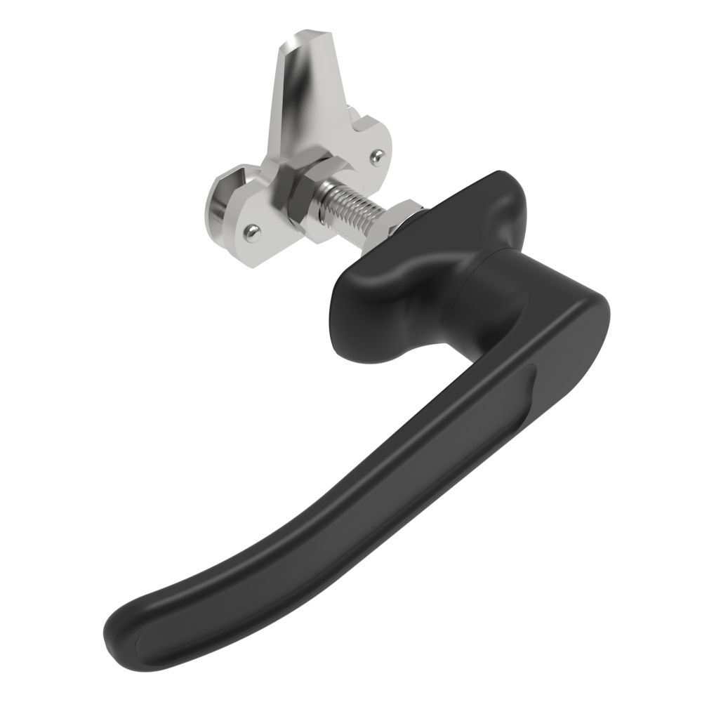 Southco Cam Latch L-Handle, Turn Clockwise to Latch / Lock, Short Cam, Zinc Alloy, Powder Coat, Black
