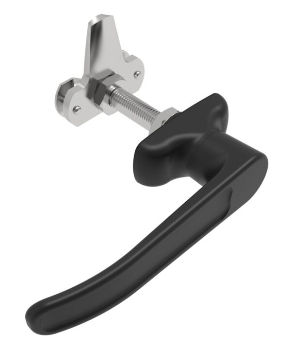 Southco Cam Latch L-Handle, Turn Clockwise to Latch / Lock, Short Cam, Zinc Alloy, Powder Coat, Black