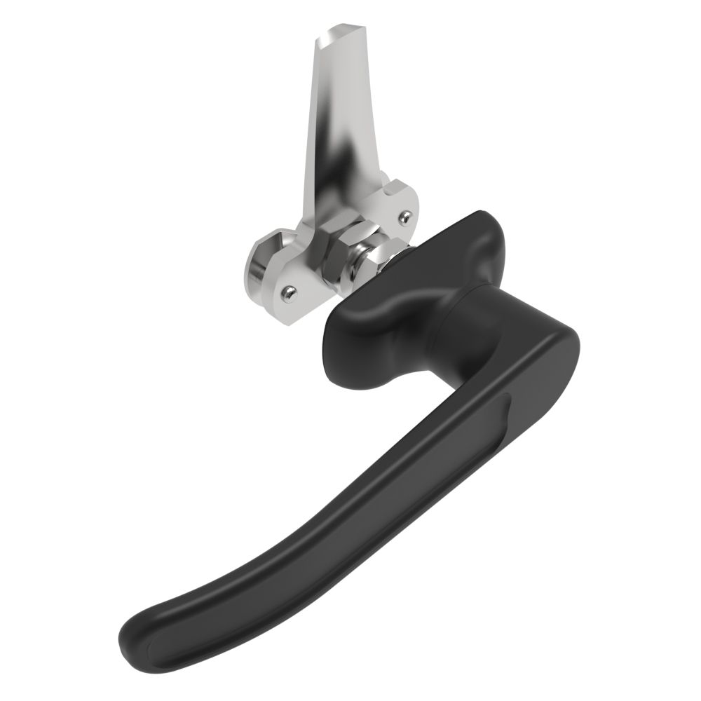 Southco Cam Latch L-Handle, Turn Counterclockwise to Latch / Lock, Long Cam, Zinc Alloy, Powder Coat, Black