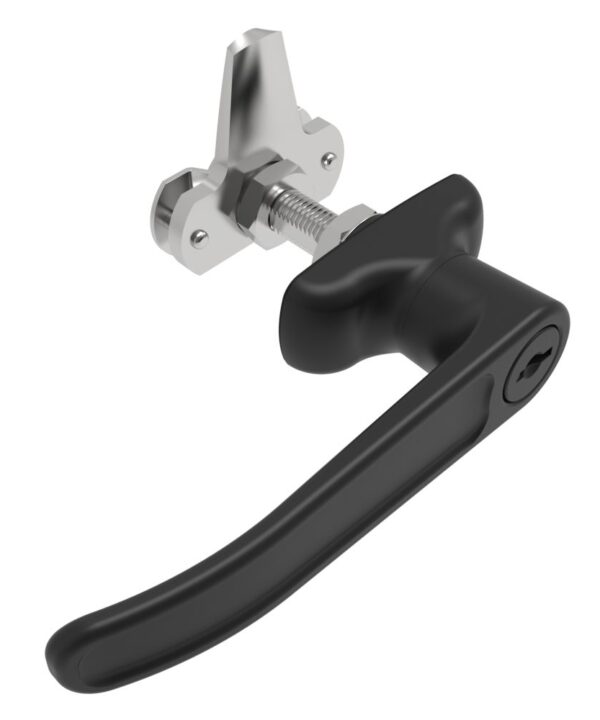 Southco Cam Latch L-Handle, Turn Clockwise to Latch / Lock, Short Cam, Zinc Alloy, Powder Coat, Black