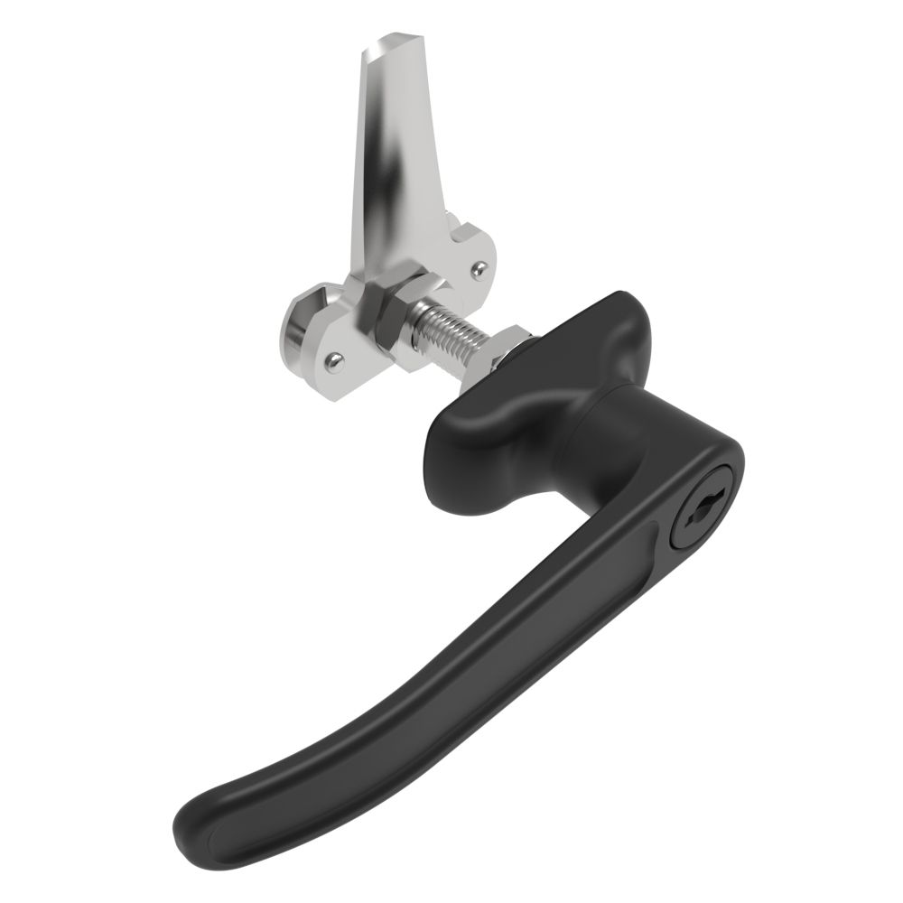 Southco Cam Latch L-Handle, Turn Clockwise to Latch / Lock, Long Cam, Zinc Alloy, Powder Coat, Black