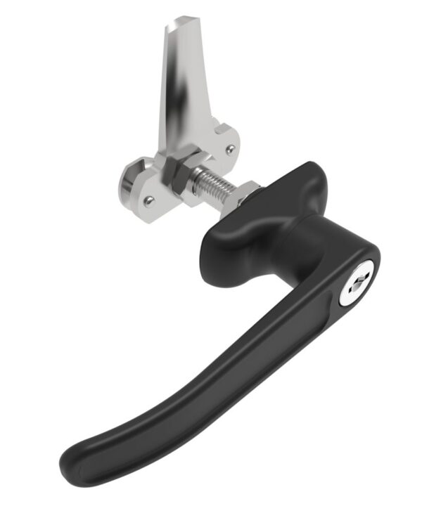 Southco Cam Latch L-Handle, Turn Counterclockwise to Latch / Lock, Long Cam, Zinc Alloy, Powder Coat, Black