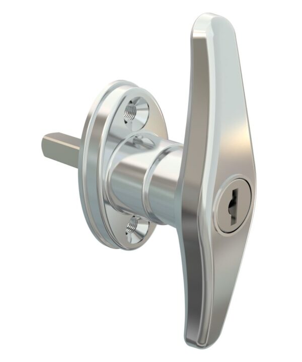 Southco Cam Latch T-Handle, Hand Operated, Zinc Alloy, Chrome Plated, Polished