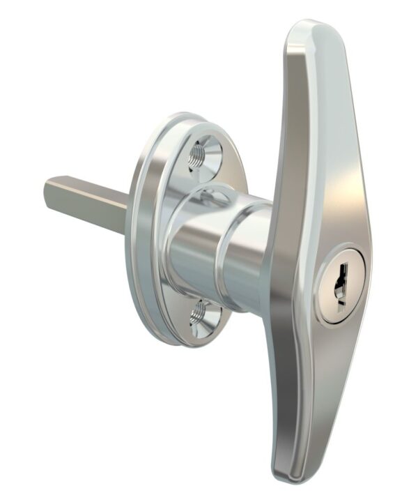 Southco Cam Latch T-Handle, Hand Operated, Zinc Alloy, Chrome Plated, Polished