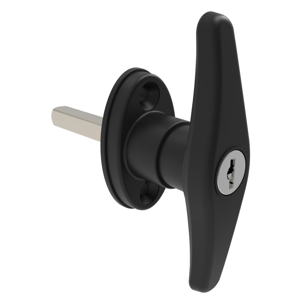 Southco Cam Latch T-Handle, Hand Operated, Zinc Alloy, Powder Coat, Black
