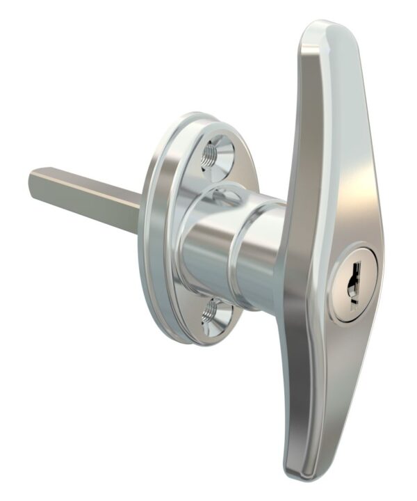 Southco Cam Latch T-Handle, Hand Operated, Zinc Alloy, Chrome Plated, Polished