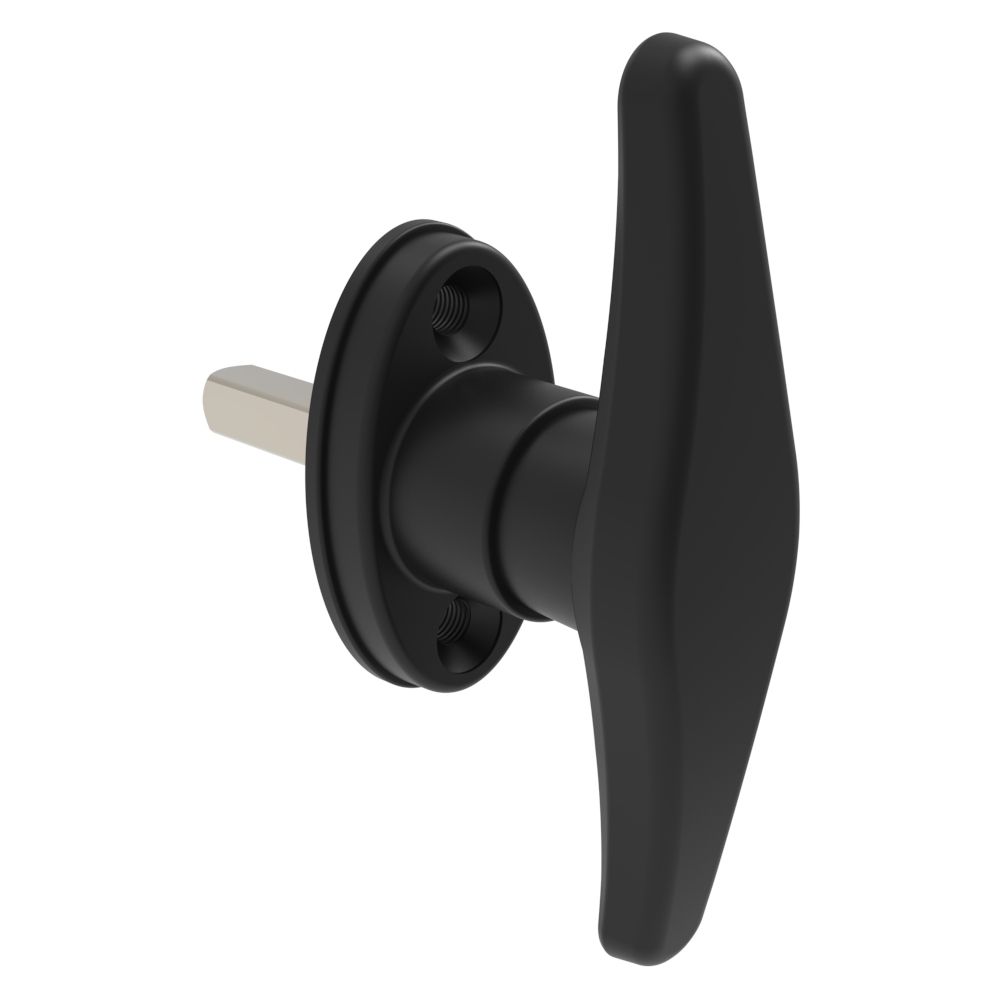 Southco Cam Latch T-Handle, Hand Operated, Zinc Alloy, Powder Coat, Black