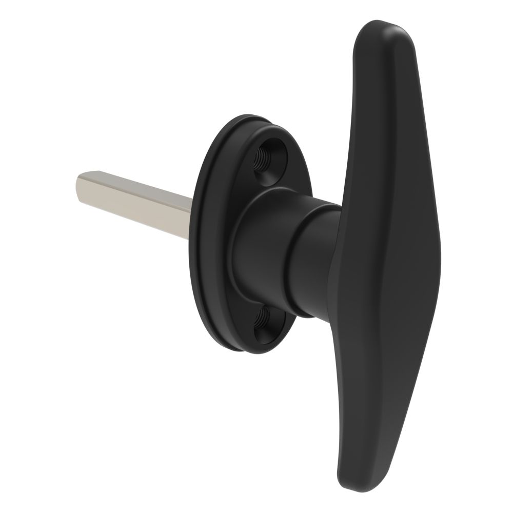 Southco Cam Latch T-Handle, Hand Operated, Zinc Alloy, Powder Coat, Black