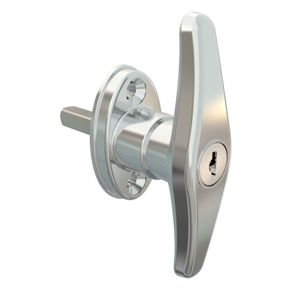 Southco Cam Latch T-Handle, Hand Operated, Zinc Alloy, Chrome Plated, Polished