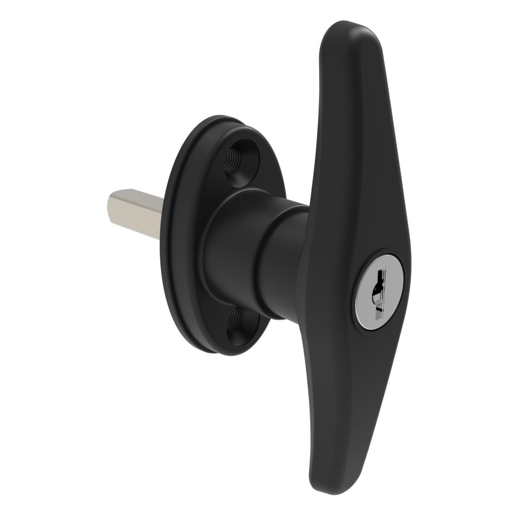 Southco Cam Latch T-Handle, Hand Operated, Zinc Alloy, Powder Coat, Black