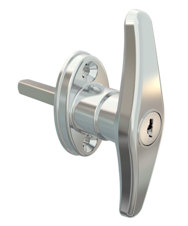 Southco Cam Latch T-Handle, Hand Operated, Zinc Alloy, Chrome Plated, Polished