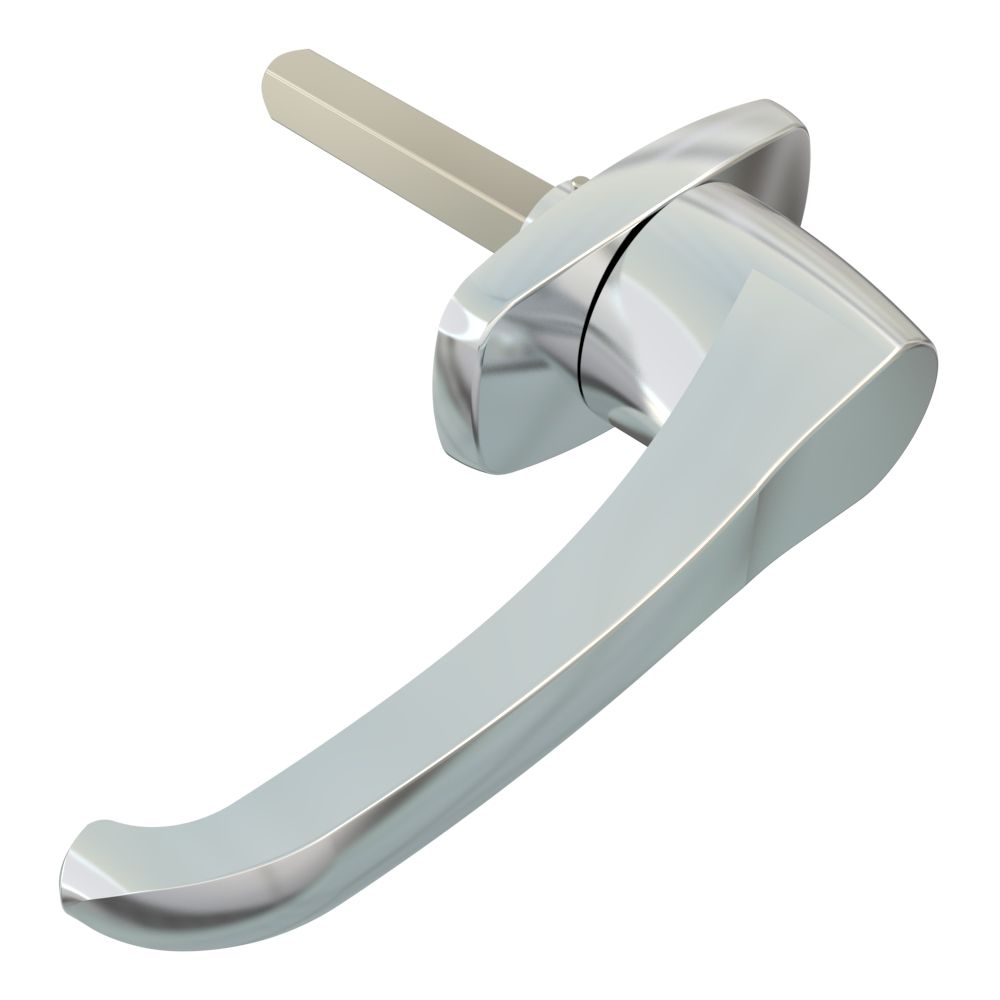 Southco Cam Latch L-Handle, Hand Operated, Zinc Alloy, Chrome Plated, Polished