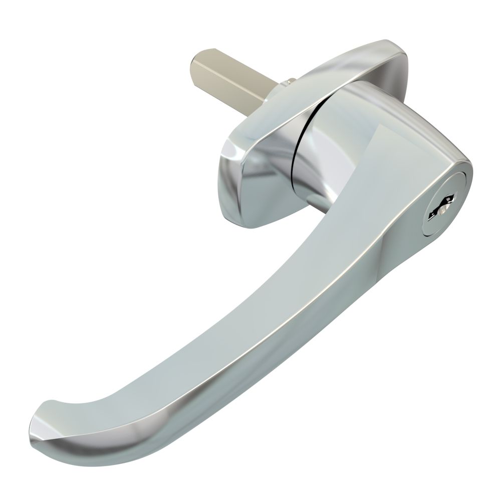 Southco Cam Latch L-Handle, Hand Operated, Zinc Alloy, Chrome Plated, Polished